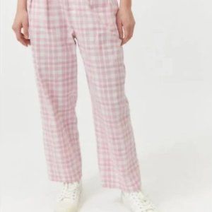 pink plaid urban outfitters paige linen pants